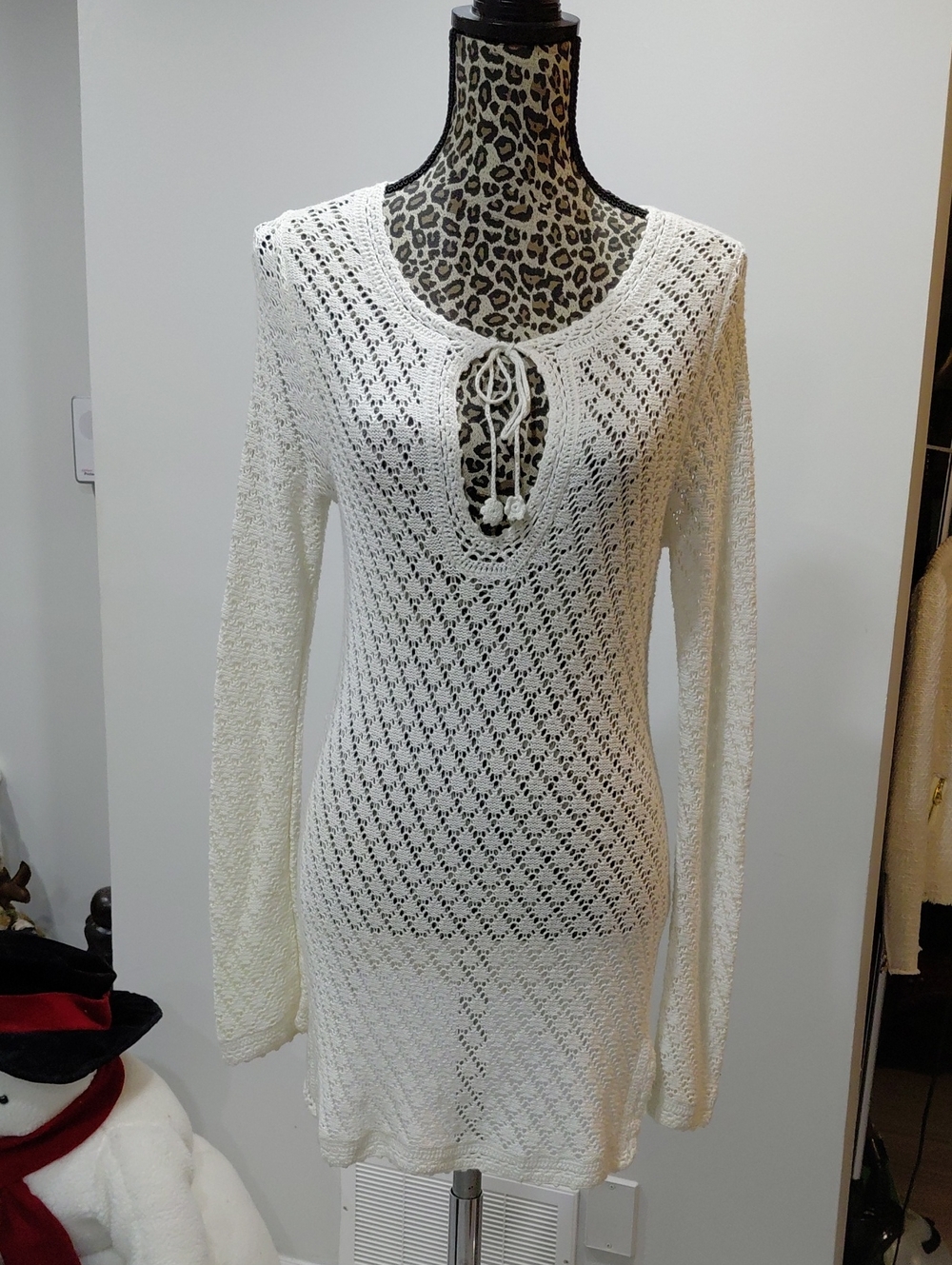 Banana Republic White Crochet Knit Top